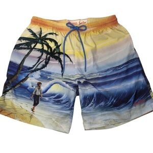 RSVLTS Bob Ross men’s swim trunks beach tropical shorts XL